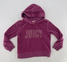 Juicy Couture Girl  s Pink Velour Hoodie Pullover Size 5 Spellout Bling Flaw