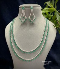 Cz Top Quality Emerald Bollywood Elegant Sparkling Necklace Bridal Set B0238