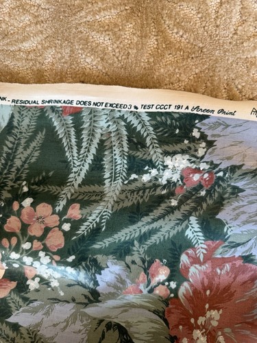 Vintage House N Home Blumendekor Stoff Meterware 5 Yds beste MwSt glänzend Chintz grün - Bild 4 von 6