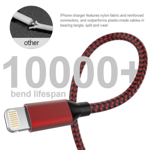 5 Pack Charging Cable Heavy Duty For iPhone 13 12 11 X Pro Charger Charging Cord - Picture 10 of 13