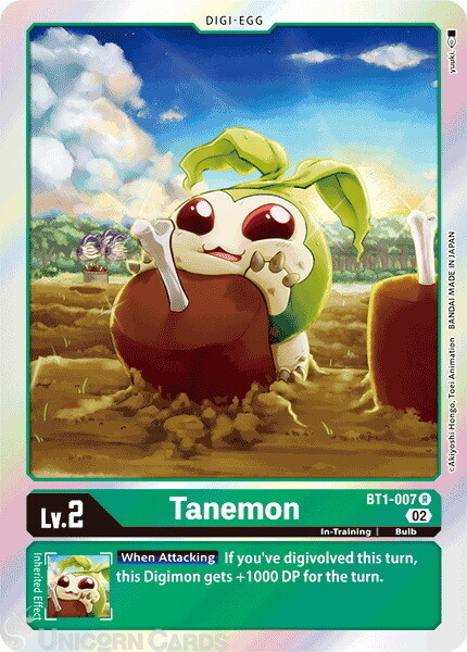 BT1-007 Tanemon :: Rare Foil Digimon Card :: RB01: Resurgence Booster ::