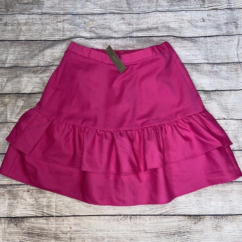 J crew Wool flannel ruffle skirt Item G7119 pink 0 Z1 - Picture 2 of 8