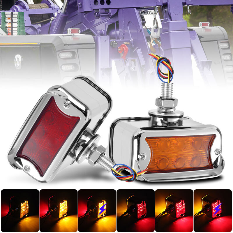 2X Amber/Red LED Dual Face Side Marker Light Fender Brake Turn Signal
