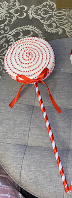 2 x GROßE Rot & Weiß Glitzer Zuckerstange Lutscher Christbaumschmuck