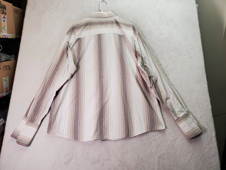 Giorgio Brutini 正装衬衫男式尺寸 2XL 中性多条纹领纽扣 — 第 2/4 张图片