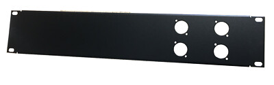 2HE Rack Panel 4 XLR D Typ Löcher 19 Zoll gefaltet schwarz fertig Stahlplatte 