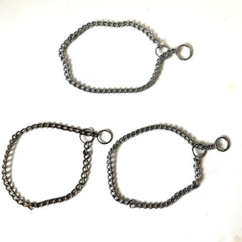 Steel Dog Chain Choke Collar LOT of 3 Lengths 23- 26" Large - Foto 1 di 3