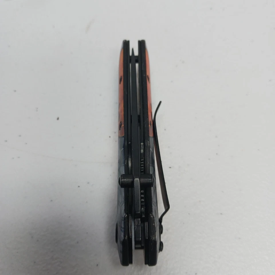 Navaja de Bolsillo Plegable Schrade Old Timer Linerlock Naranja Camuflada con Clip 4" Cerrada Foto 4 de 4