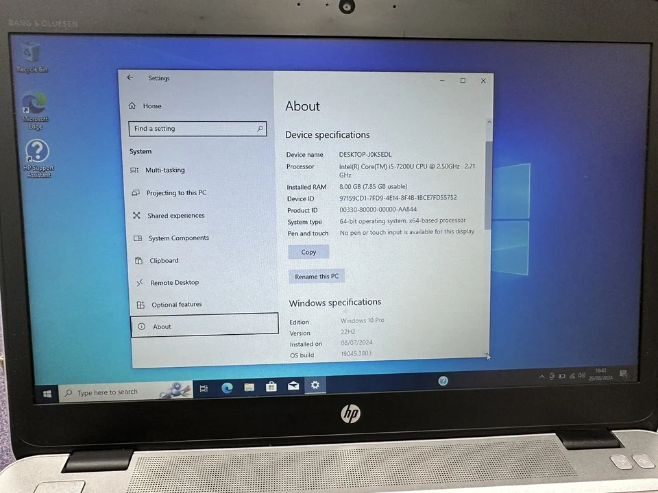 HP EliteBook 840R G4 Laptop I5-7200U 2.50 GHZ-8GB RAM-256GB SSD Windows 10 Pro - Image 4 of 4