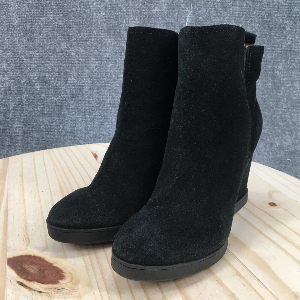 Donald J Pliner Botas Mujer 7.5 M Cascada Botines Tacones de Cuña Negro Gamuza Foto 3 de 4