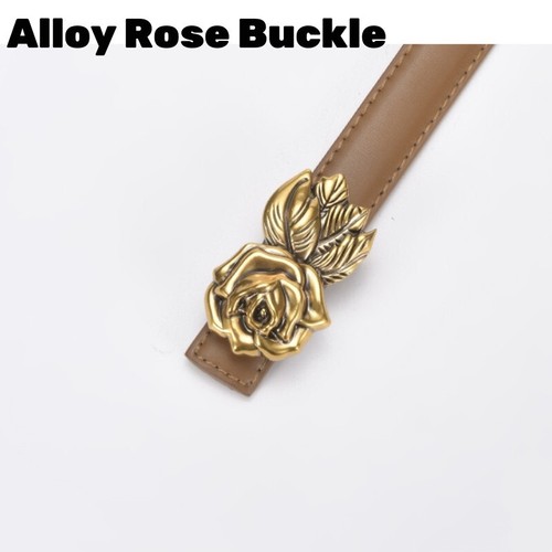 Women Real Leather Waist Belt Gold Flowers Buckle Dresses Casual Coats Waistband - Picture 4 of 44