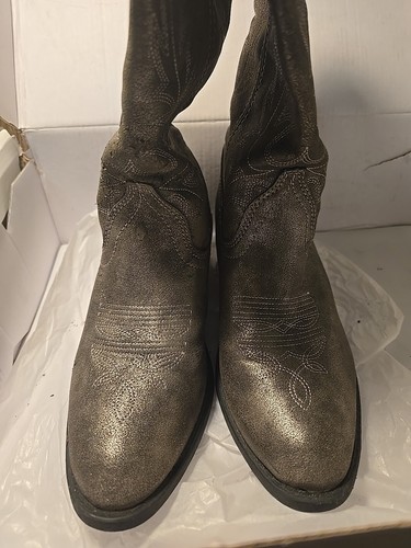 Rampage Women - Size 7M - GRAY Soft Faux Leather Cowboy Boots Walden SEE DISCRIP - Picture 4 of 11