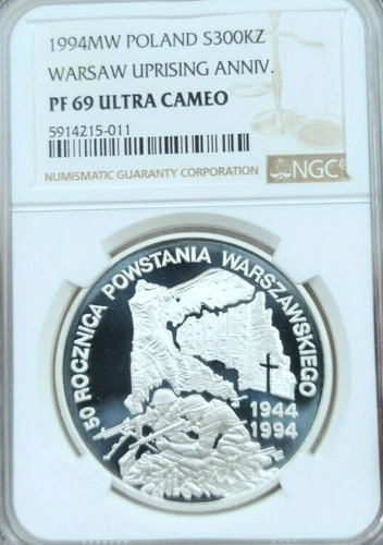 1994 POLAND SILVER 300000 ZLOTYCH WARSAW UPRISING NGC PF 69 ULTRA CAMEO BEAUTY