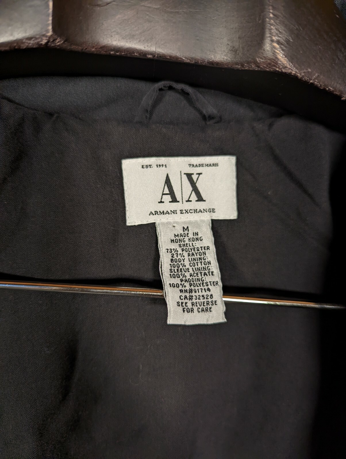 Armani Exchange Vintage 90s Rayon Poly Black Duvet Co… Gem