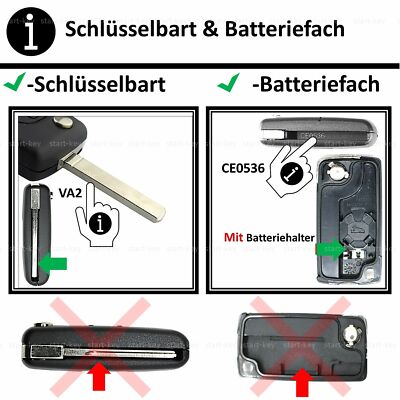 Citroen Berlingo Dispach Auto Chiave Pieghevole 2 Tasti