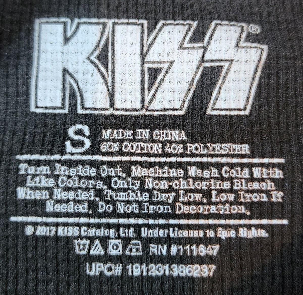 KISS Black Red Member Logo Long Sleeve Graphic Thermal Unisex Size