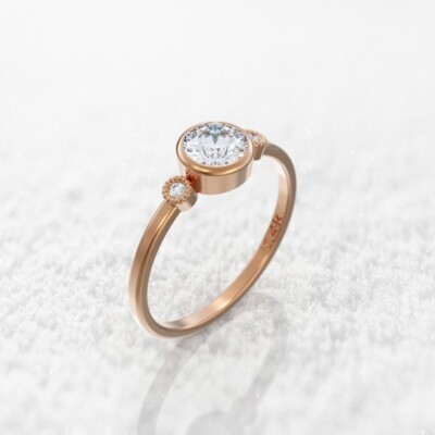 0,55 ct im Labor gezüchteter Diamant 14k Rotgold E-F Farbe VVS1 VS1 IGI-zertifizierter Ring