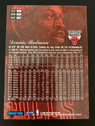 1997-98 Flair Showcase Row 3 13 Dennis Rodman - Picture 2 of 2