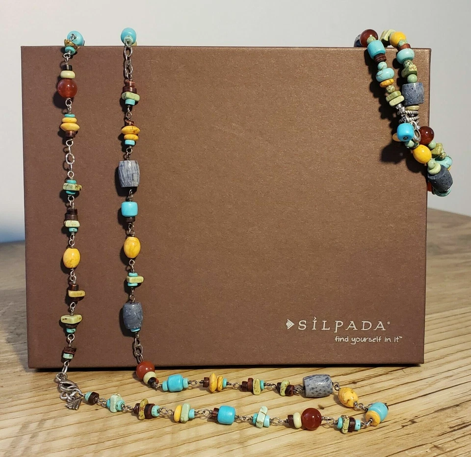 Silpada Howlite Coral Cornalina Jaspe Pulsera B1677 N1676 Juego de Collar $198 Foto 4 de 4