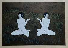 Japanese Woodblock  Print - Yoshimi  Okamoto - Asa (from white fo