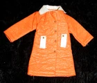 Vintage Barbie Doll 1960s Faux Leather Orange Rain Coat  Made In Hong Kong EUC