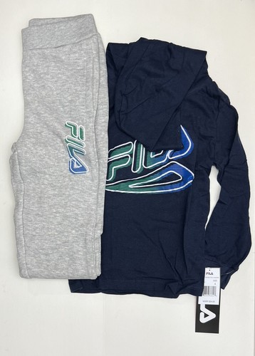 FILA Little boys 2 pcs jogger with hooded pullover size 4 Navy/ Gray - Picture 2 of 4