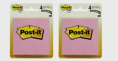 Post-It STICKY NOTES 3'' x 3'' Secure Stick Clean Remove 8 Paper Pads 400 Sheets!!