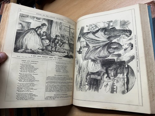 RARE 1866 JAN-DEC PUNCH MAGAZINE BOUND VOLUME 50 ILLUSTRATED BOOK (P8) - Picture 14 of 15