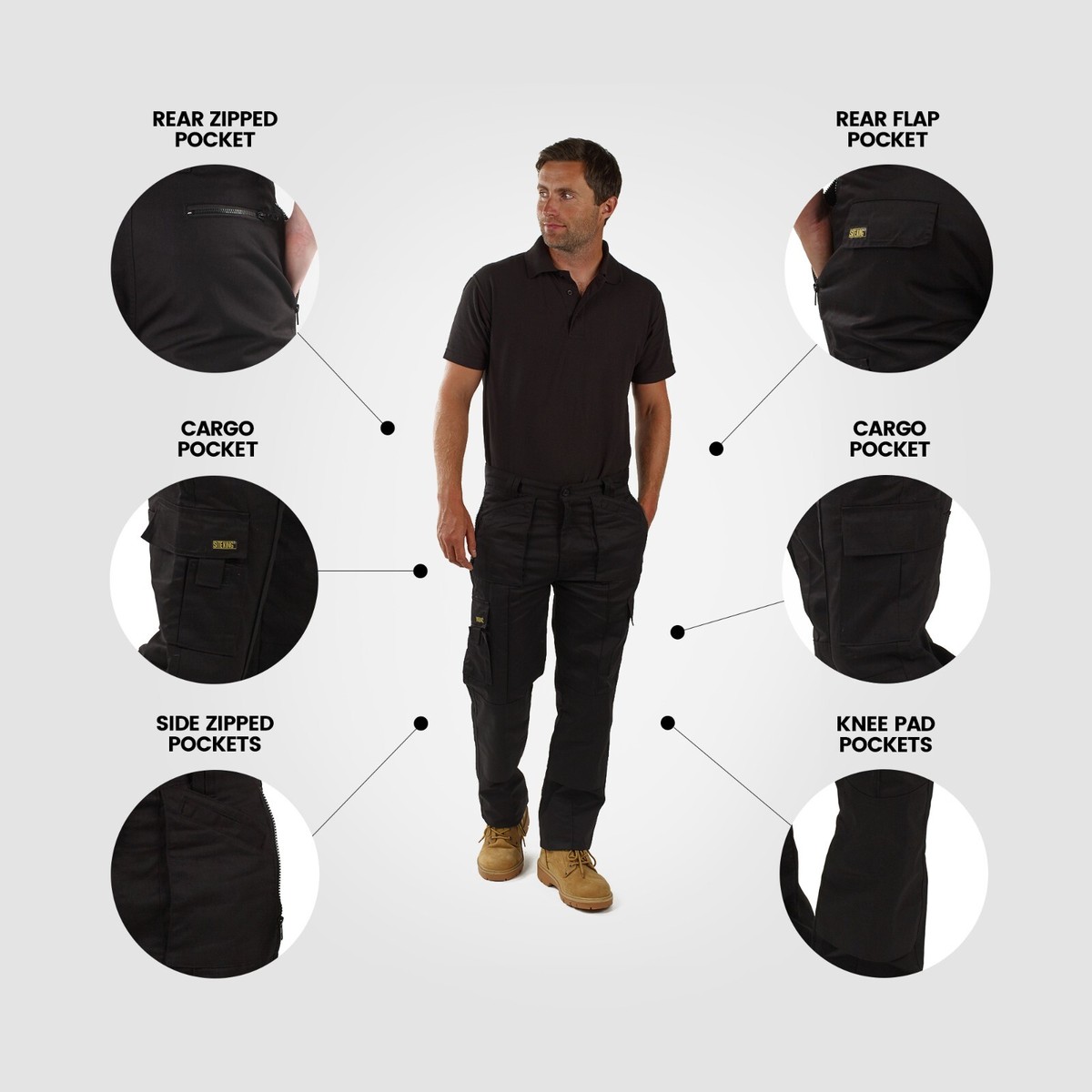 Multi-pocket Work Pants BACKBONE - Vintage Army Style Tactical Trousers For Men Military Cargo Pants - Foto 14