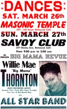 Big Mama Thornton - Savoy Club - Richmond CA - 1966 - Poster