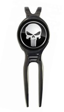 Punisher Marvel Golf Ball Marker  Black Gunmetal Divot Tool Skull