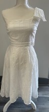 ASTR The Label White Dress One Shoulder Small Floral Flowy Cotton Womens