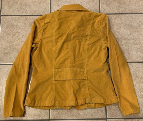 Women's 8 Fashion Bug Yellow Stretch Corduroy Blazer Coat - Picture 3 of 4