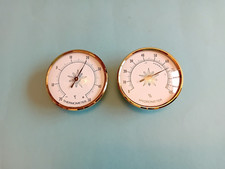 Matched pair of 70mm Gold Bezel Thermometer and Hygrometer insert movements