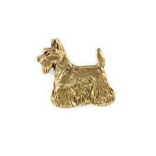 Schottischer Terrier, Scottish terrier - Vergoldete Brosche, eleganter Hundeschm