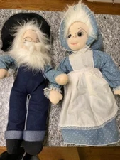Vintage Homemade Cloth Grandpa and Grandma Dolls 24 inches