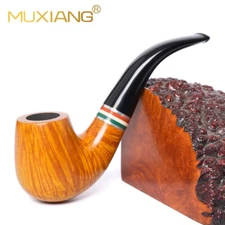 MUXIANG Briar Smooth Sherlock Holmes Pipe Wooden Tobacco Pipe 9mm Acrylic Stem