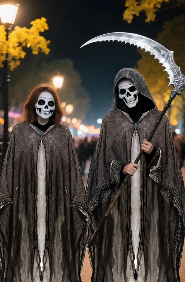 Capa con Capucha Parca - Capa Disfraz de Halloween de Miedo, Gótico Medieval Wiza... Foto 4 de 4