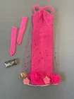 Vintage 1968 Barbie Extravaganza Hot Pink Gown Dress Tricot Gloves Purse #1844