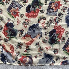 Vintage Silk Scarf Large 38x42 Patchwork Red Blue Rose Butterfly Hand Rolled Hem