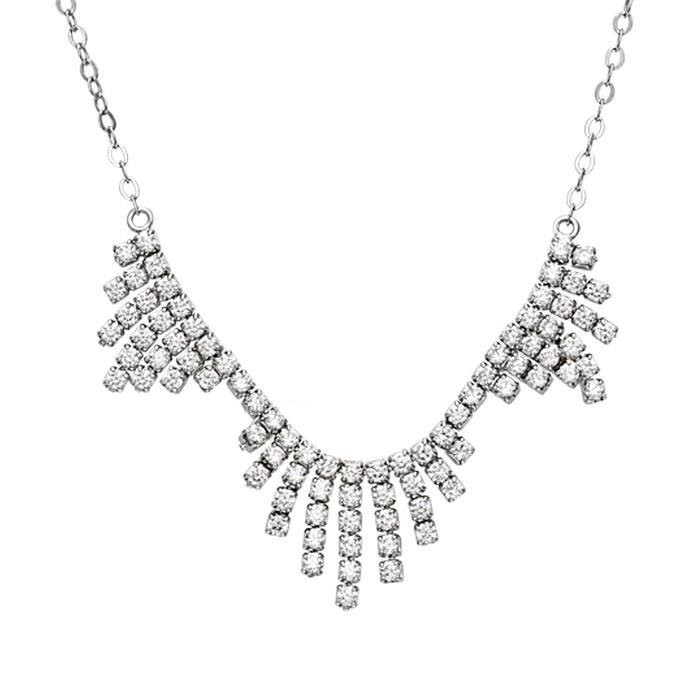 Collier Bliss Femme en Argent 925 Rhodié et Cristaux de Zirconium Cubique Premium