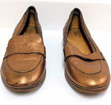 Clarks Collection Women s Metallic Bronze Slip-On Loafer Flats Round Toe 8M