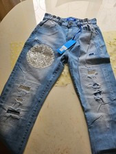 Ausgefallene Jeans helle Waschung mit Applika...