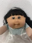 Cabbage Patch Kid - Girl with Black Hair, Brown Eyes, Blue/White Dress