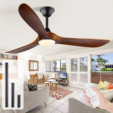 Wood Ceiling Fan with Light & Remote Reversible DC Fan Dimmable Clearance Sale