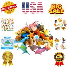 Ocean Sea Animal, 52 Pack Assorted Mini Vinyl Plastic Animal Toy Set, Realist...