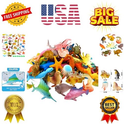 Ocean Sea Animal, 52 Pack Assorted Mini Vinyl Plastic Animal Toy Set, Realist...