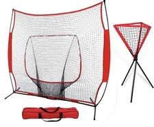 7' x 7' Powernet Baseball and Softball Practice Net  Ball Caddy with Carry Bag