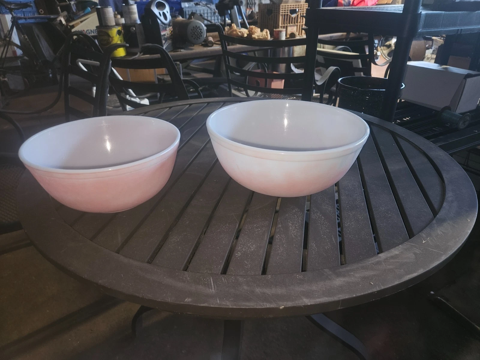 Pair Well Used Vintage PYREX Flamingo Pink Mixing Bowls 404 403