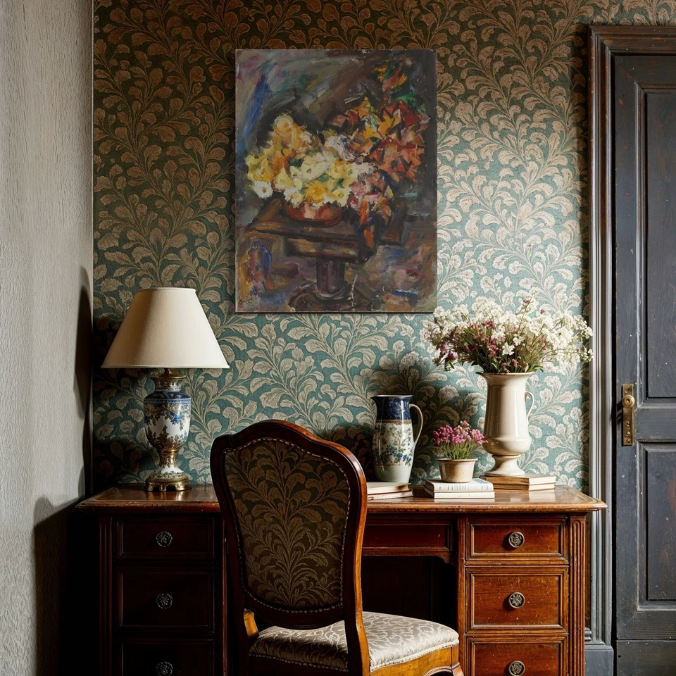 Pintura expresionista modernista vintage grande flores bodegón Foto 2 de 4